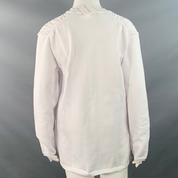 COMME des GARCONS 2022 Size L White Cable Knit Polyester Crew Neck Sweater - Picture 4 of 6